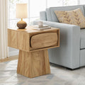 Tribesigns Side End Table with Storage Drawer for Living Room, Bedroom, Office and Dorm Small Space, Modern Mid-Century Accent Farmhouse Bedside with Oval-Shaped Handle, Night Stand Easy Assembly
