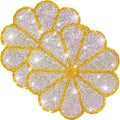 Washable Waterproof Diamond Circle Placemats for Round Tablescape Decor for Dinner and Kitchen Bling Placemats for Weddings & Special Events-2PCS (Yellow)
