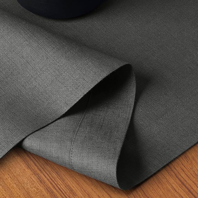 D'Moksha Homes Linen Charcoal Grey Table Runner 72 Inches Long - 100% Pure Linen 14 x 72 Inch Table Runner for Dining, Spring, Easter - Machine Washable