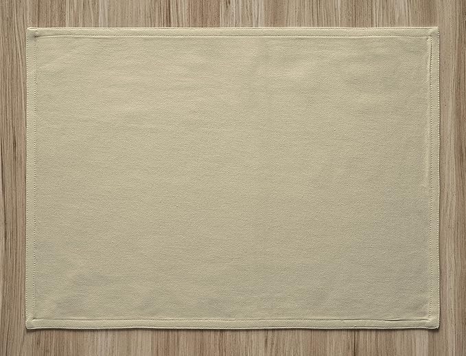 Calicot Placemats Set of 6 100% Cotton Washable Cloth Place Mats, Reusable Table Mats for Spring/Summer & Thanksgiving Christmas Decorations Kitchen Dining Party Wedding (Khaki Beige, 13" x 19")
