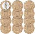 13.8" Corn Husk Woven Round Placemats Set of 12 - Wicker Boho Farmhouse Placemats - Rattan Table Mats Like Water Hyacinth for Dining Table, Wedding, Home, Christmas, Party