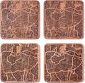 Guangzhou Map Coaster by O3 Design Studio, Set Of 4, Sapele Wooden Coaster With City Map, Handmade