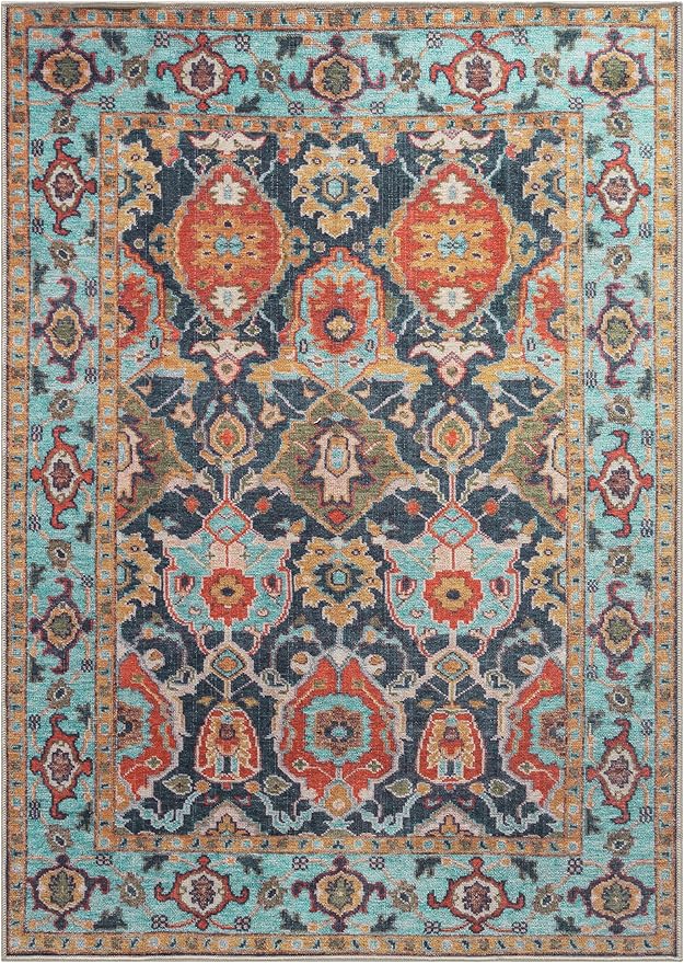 Keen Home Design 10x14 Rug - Machine Washable Area Rug with Non-Slip Backing, Ideal for Living Room, Dining Room, Bedroom - Vintage, Easy Clean, Durable, Low Pile Rug - (9'7" x 14')