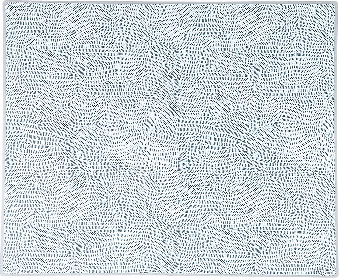 Mintrico placemat for Dining Table Set of 2 Silicone Heat Resistant Non Slip (2, Blue Lines) …