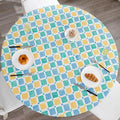 Walrus Round Vinyl Fitted Tablecloth with Flannel Backing Elastic Edge Design Table Cover Waterproof Oil-Proof PVC Table Cloth Stain-Resistant Best for 45"-56" Round