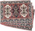 DaDa Bedding Majestic Red Kilim Rug Dining Table Placemats - Set of 4-Pieces Tapestry Cotton Kitchen Mats Royal Persian Tradtional Design - Elegant Intricate Multi-Colorful Floral Ornate - 13” x 19”