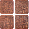 Detroit Map Coaster by O3 Design Studio, Set Of 4, Sapele Wooden Coaster With City Map, Handmade